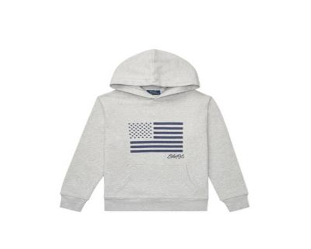 Ralph Lauren Big Boy's Embroidered Terry Cotton Hoodie Gray Size S