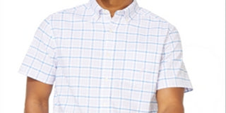 Nautica Men's Plaid Classic Fit Button Down Shirt Blue Size Small