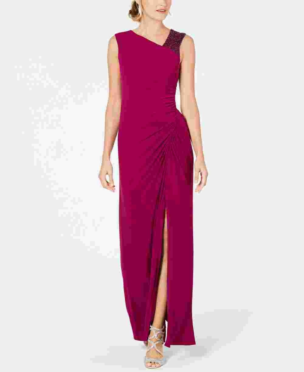 Adrianna Papell Women's Asymmetrical Embellished Gown Pink Size 10