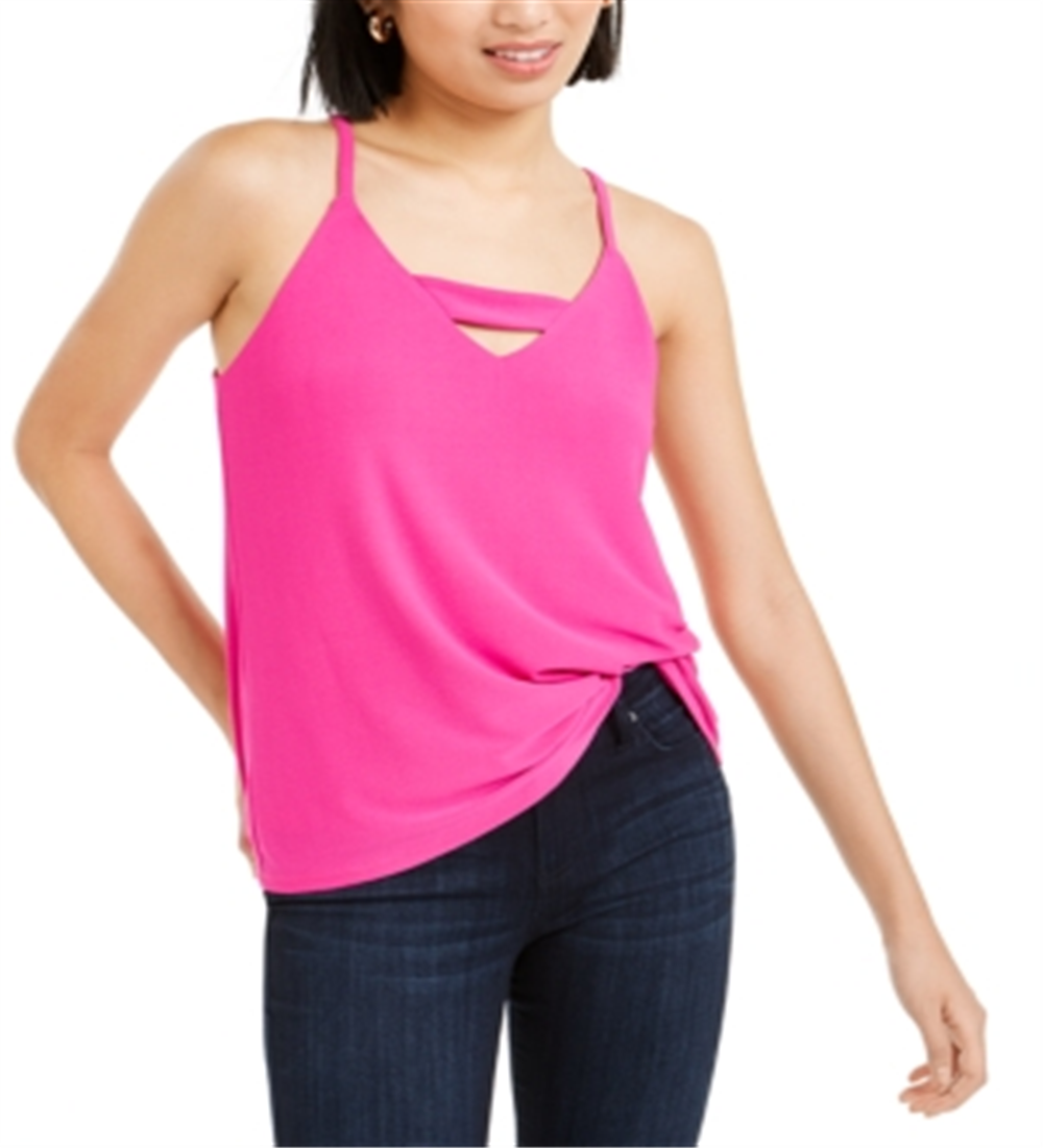 Bar III Women's Zip Back Halter Top Pink Size XX-Large