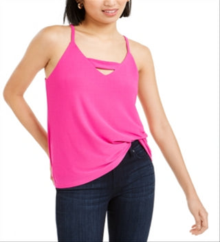 Bar III Women's Zip Back Halter Top Pink Size XX-Large