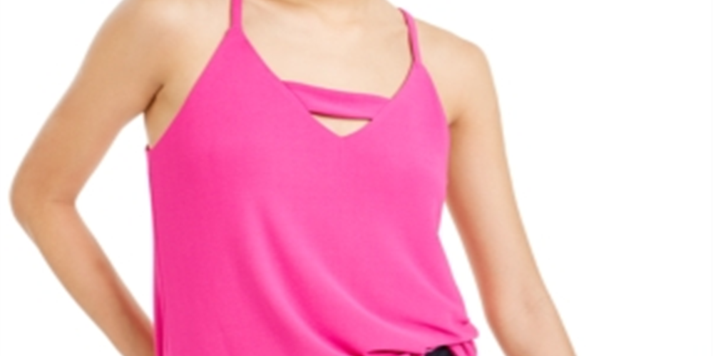 Bar III Women's Zip Back Halter Top Pink Size XX-Large
