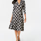 Charter Club Women's Plaid V Neck Dress Black Size Large
