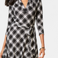 Charter Club Women's Plaid V Neck Dress Black Size Large