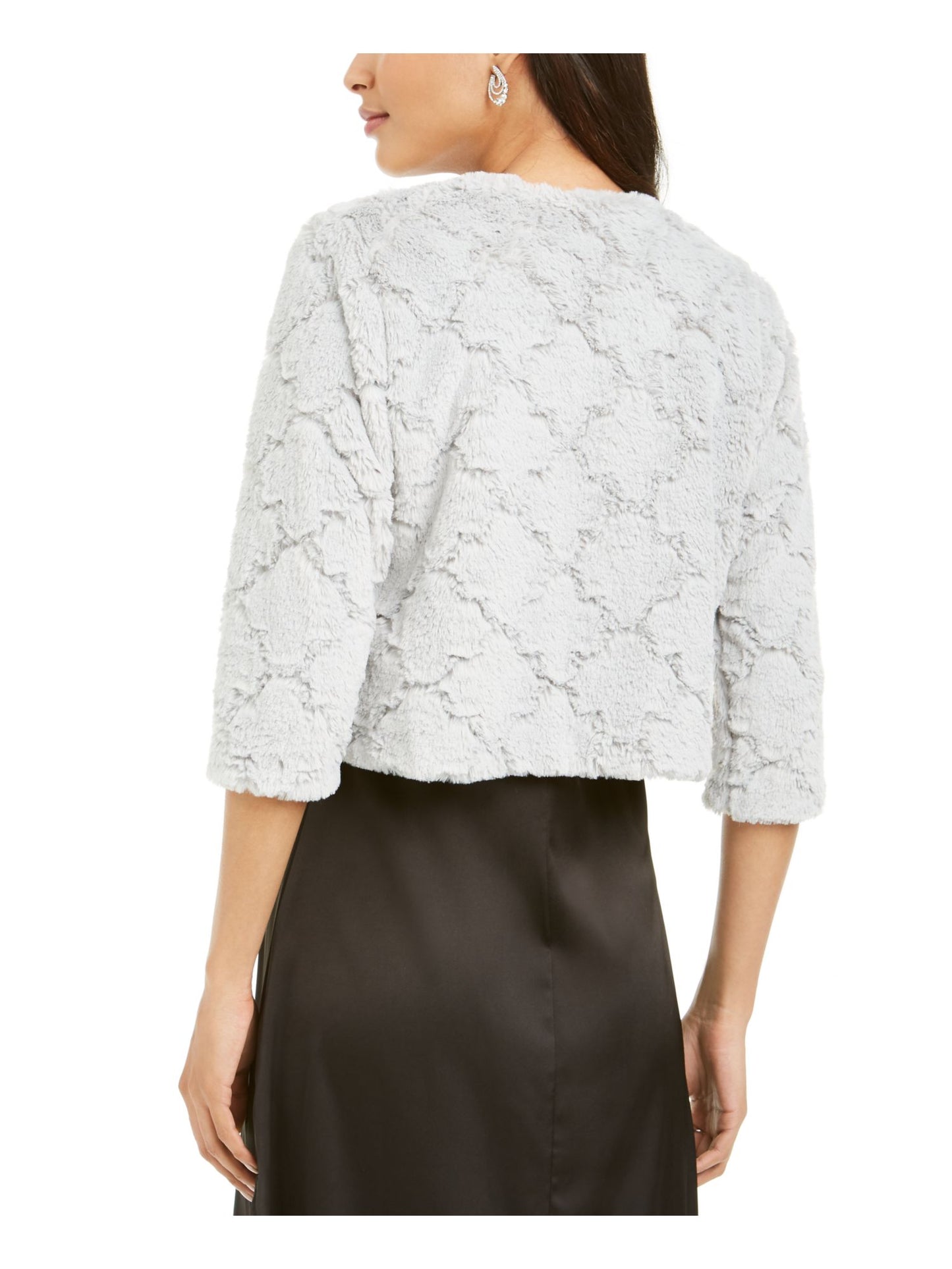 Signature Women's Faux Fur Shrug Jacket Gray Size Petite Medium