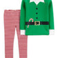 Carter's unisex Kids Sleep Bottoms Print Elf Pajama Set Green Size 18MOS