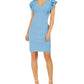 NY Collection Women's Ruffle Sleeve Dress Blue Size Petite Large