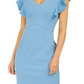 NY Collection Women's Ruffle Sleeve Dress Blue Size Petite Large