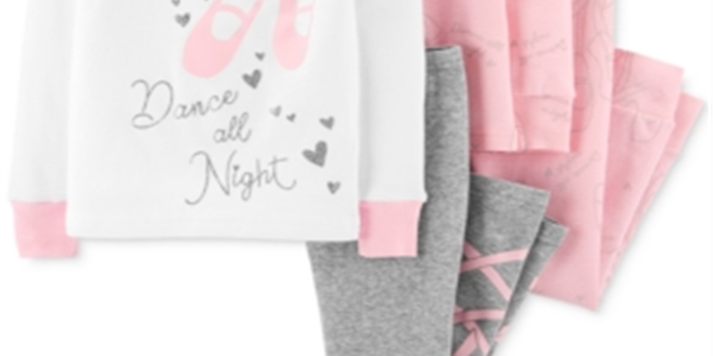 Carter's Baby Girl's 4 Pc Cotton Ballerina Pajamas Set White/Pink Size 9MOS