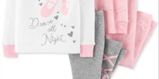 Carter's Baby Girl's 4 Pc Cotton Ballerina Pajamas Set White/Pink Size 9MOS