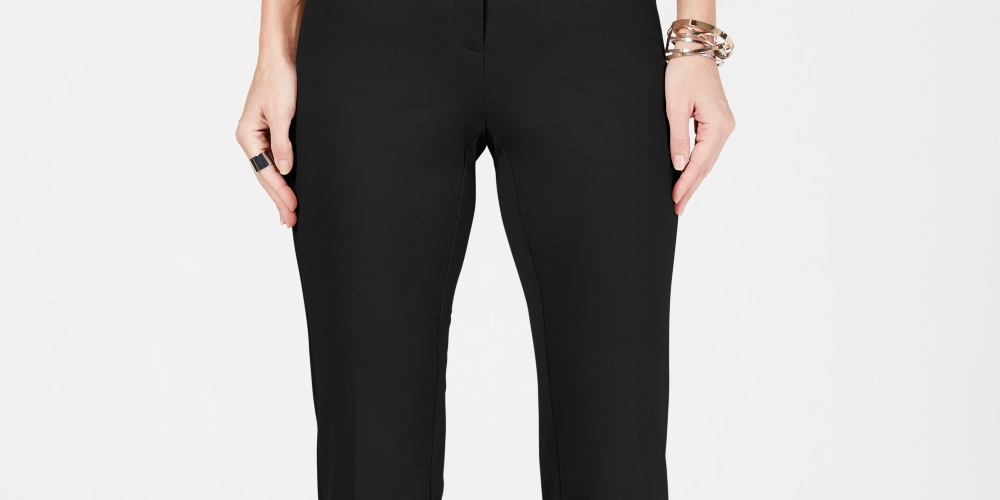 Alfani Women's Snap Waist Trousers Black Size 12 Petite