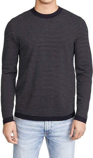 Theory Men's Ollis Crewneck Merino Wool Long Sleeve Sweater Black Size Large