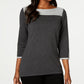 Karen Scott Women's Cotton Colorblocked Sweater Charcoal Size Large