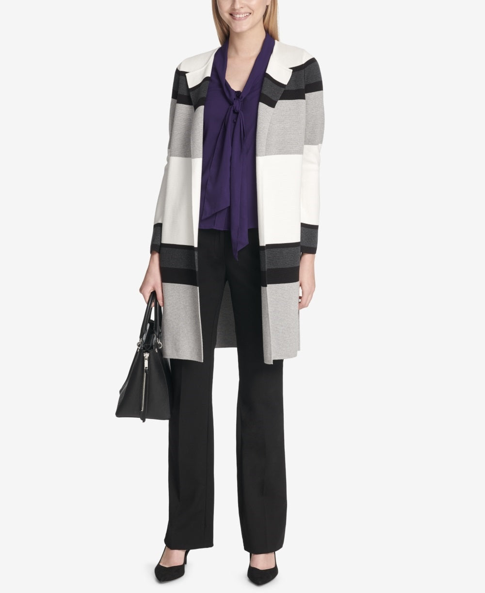 Calvin Klein Women's Colorblocked Sweater Topper White Size X-Large