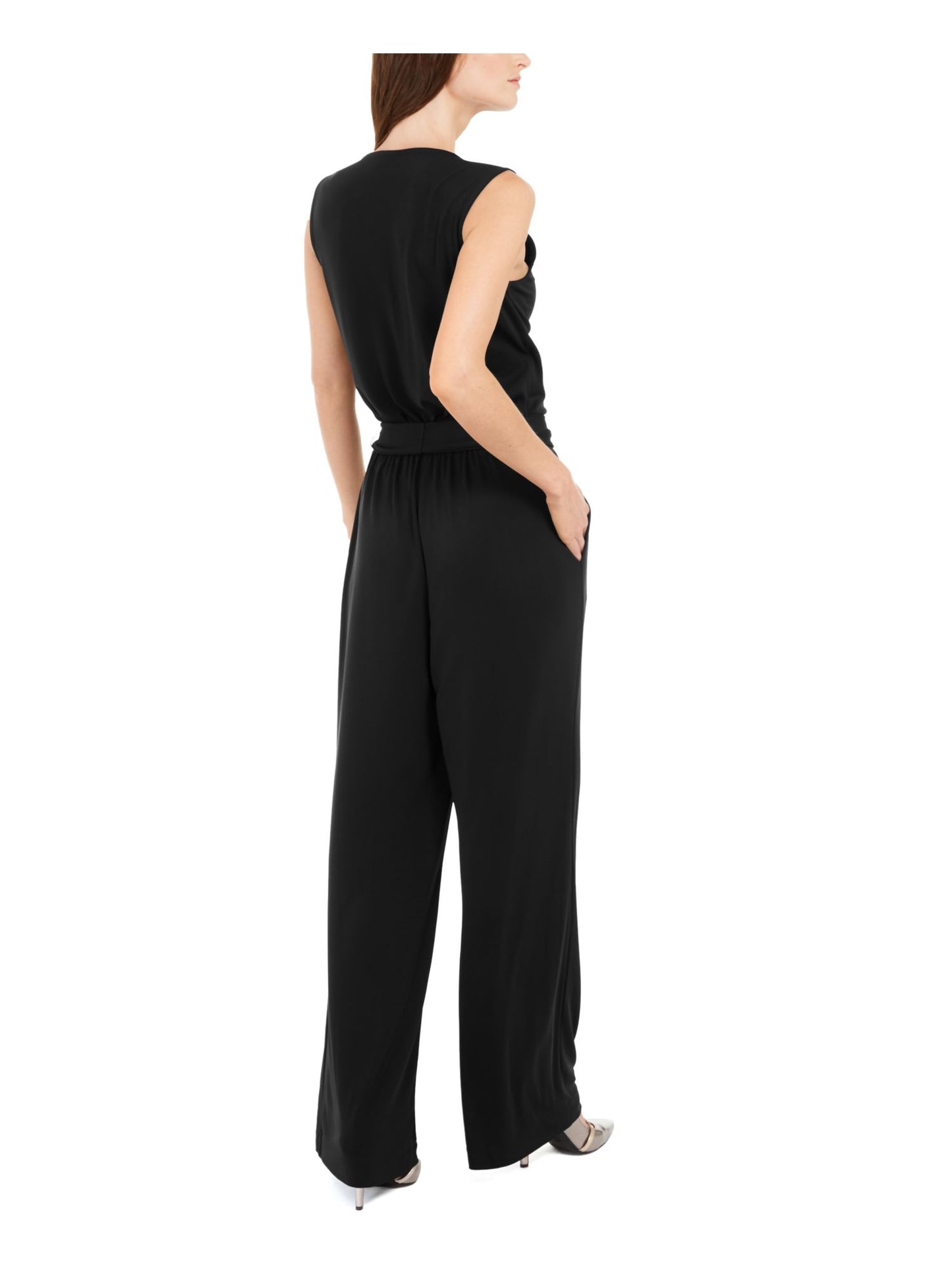 Alfani Women's Ruffled Jumpsuit Black Size Petite L