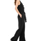 Alfani Women's Ruffled Jumpsuit Black Size Petite L