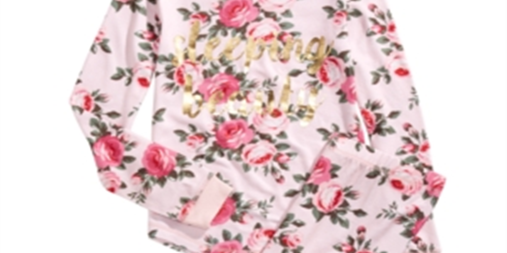 Max & Olivia Little & Big Girl's 2 Pc Sleeping Beauty Floral Print Pajama Set Pink- Size M