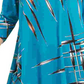 Alfani Women's Teal Patterned 3/4 Sleeve Jewel Neck Top Navy Size Petite Small