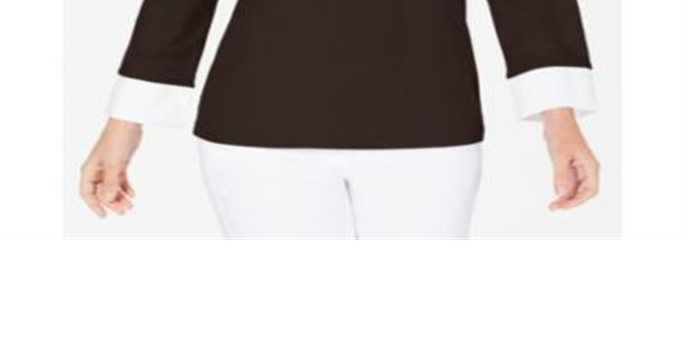 Karen Scott Women's Layered Look Cotton Top Brown Size Petite Medium