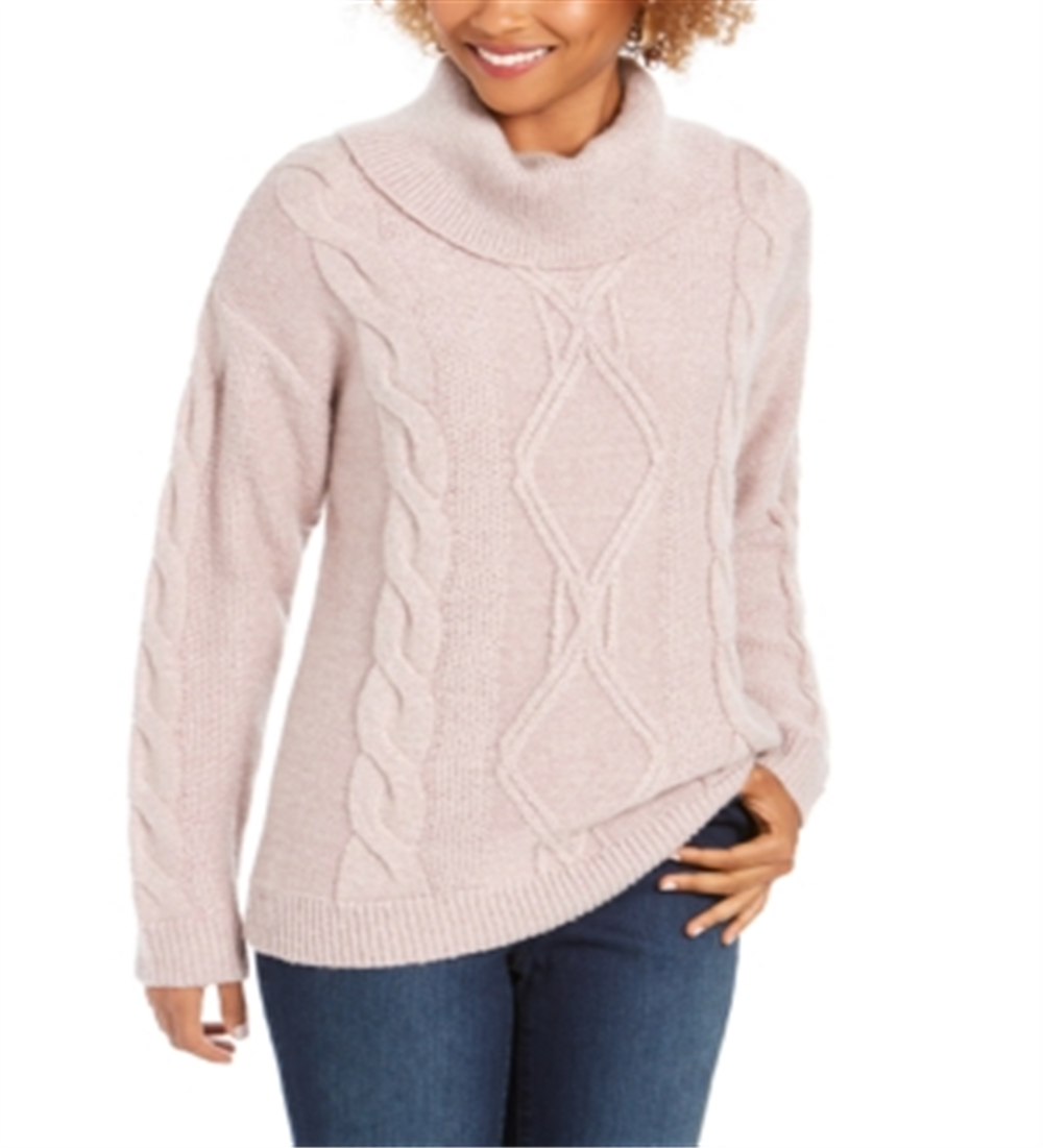 Charter Club Women's Cable Knit Sweater Pink Size Petite Small