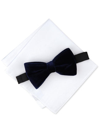 Alfani Men's Velvet/Satin 2PC Bow Tie Blue Size Regular