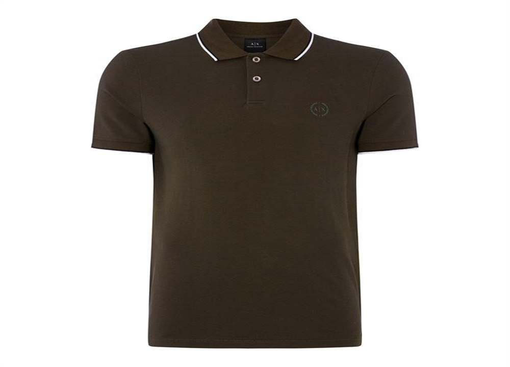 Armani Exchange Men's Tipped Pique Polo Shirt Brown Size Medium