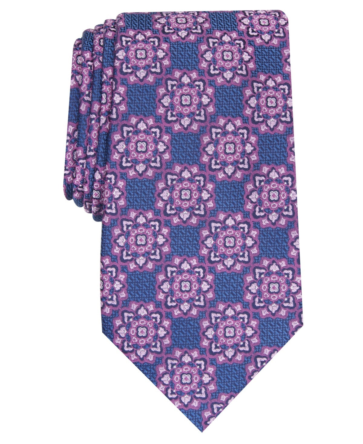 Tasso Elba Men's Medallion Silk Tie Pink Size Regular