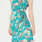 Robbie Bee Women's Floral Sleeveless Scoop Neck Above the Knee Sheath Dress -Green Size Petite Medium