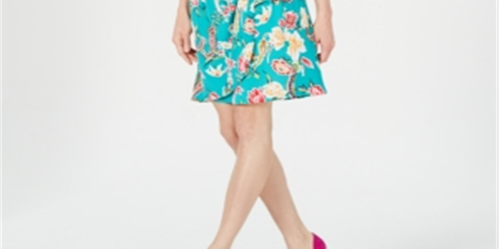 Robbie Bee Women's Floral Sleeveless Scoop Neck Above the Knee Sheath Dress -Green Size Petite Medium