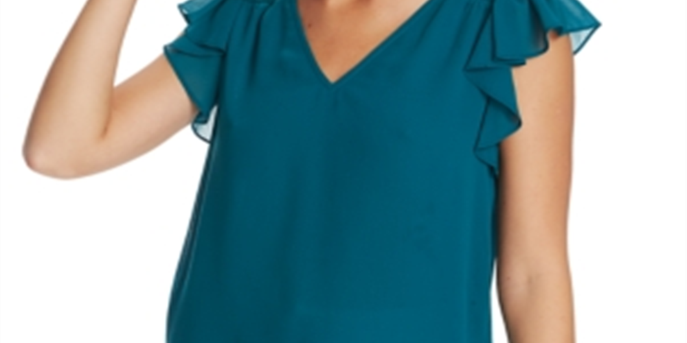 1.STATE Women's Smocked Shoulder Ruffled Top Red Size Large