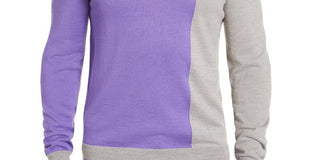 Alfani Men's Merino Blend Blocked Crewneck Sweater  Gray Size Large