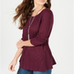 Style & Co Women's Waffle Knit Open Trim Top Purple Size Petite L