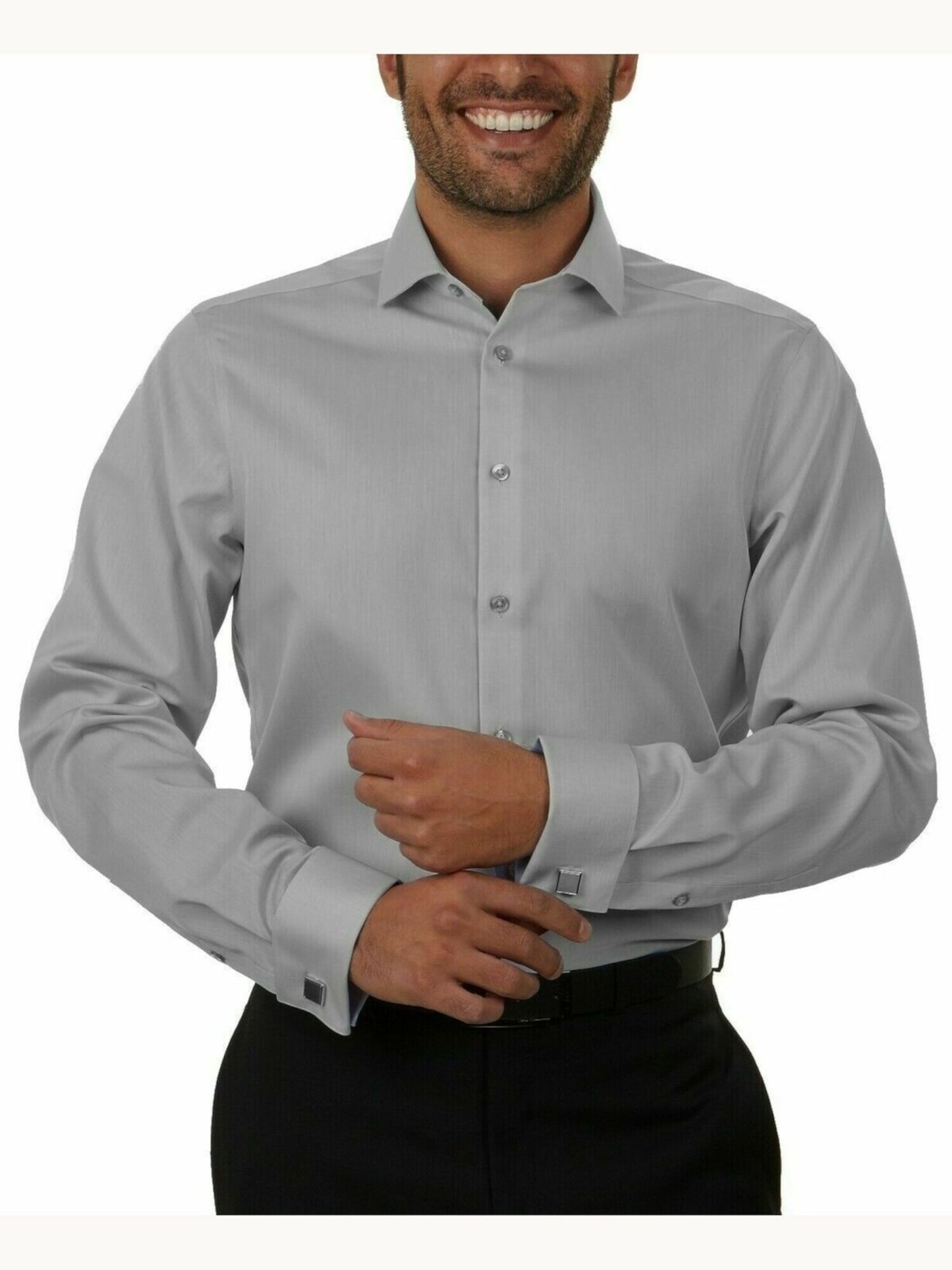 Kenneth Cole Men's Collared Dress Shirt Gray Size 34-35