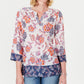 Charter Club Women's Double Floral Printed Tunic  White Size Petite Small