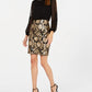 Calvin Klein Women's Sequined Floral Long Sleeve Jewel Neck Knee Length Sheath Dress Black Size 16