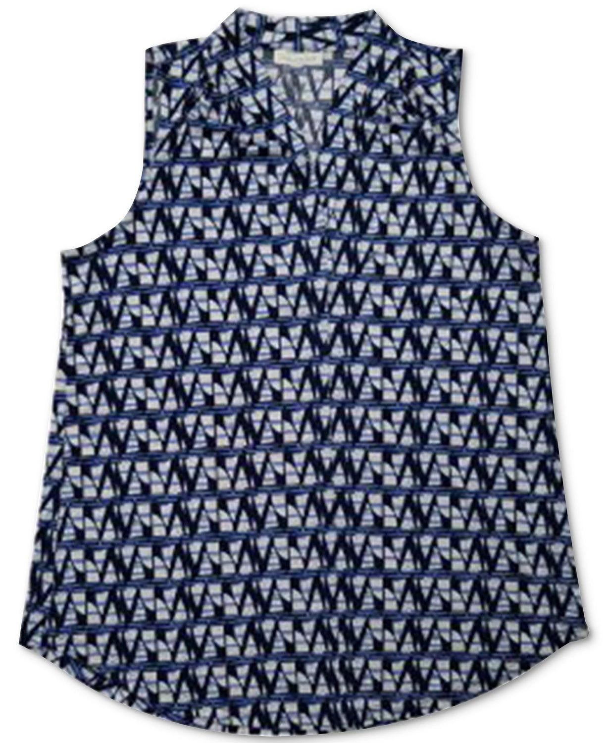 Charter Club Women's Printed V Neck Top Blue Size Small