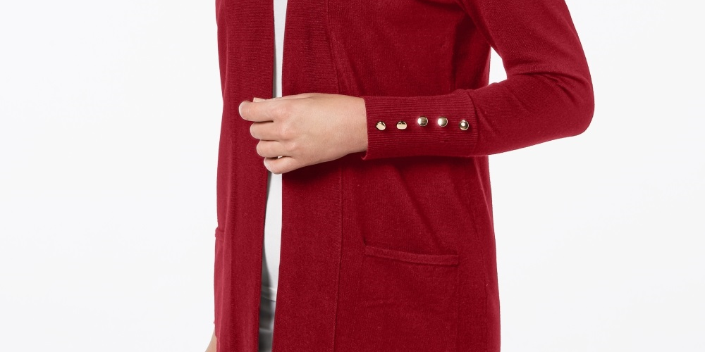 JM Collection Women's Open Front Cardigan Red Size Petite Small