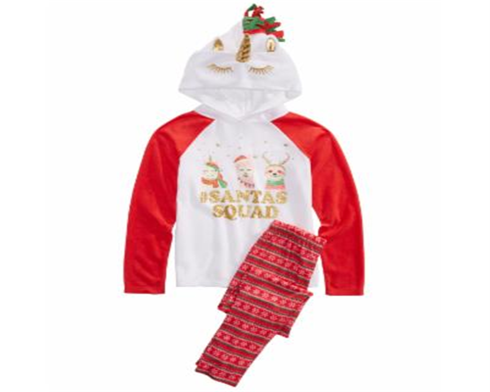 Max & Olivia Little & Big Girl's 2 Pc Santa's Squad Pajamas Set White Size -L (10-12)