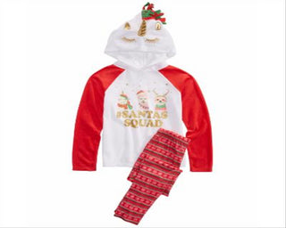Max & Olivia Little & Big Girl's 2 Pc Santa's Squad Pajamas Set White Size -L (10-12)