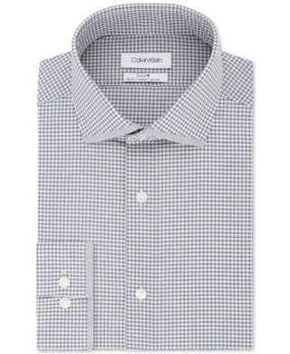 Calvin Klein Men's Steel Slim Fit Non Iron Performance Stretch Print Dress Shirt Green Size 16.5X32X33