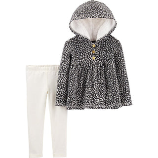 Carter's Toddler Girl's 2 Pc Animal Print Hoodie & Leggings Set Black White  Size 5T