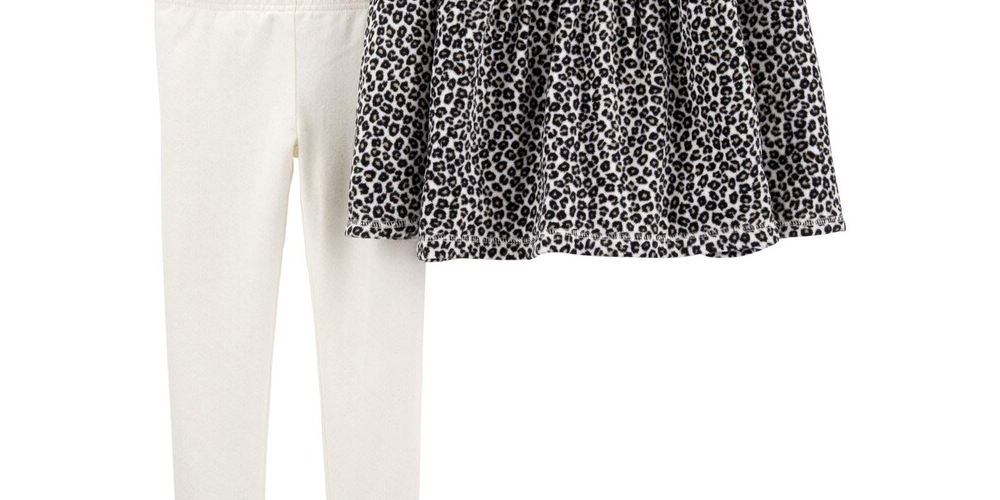 Carter's Toddler Girl's 2 Pc Animal Print Hoodie & Leggings Set Black White  Size 5T