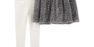 Carter's Toddler Girl's 2 Pc Animal Print Hoodie & Leggings Set Black White  Size 5T