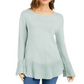 Style & Co Women's Ruffle Hem Tunic Sweater Green Size -PP