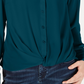 INC International Concepts Women's Twist Front Button Up Top Green Size X-Large