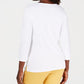 Karen Scott Women's Eyelet V Neck Cotton Top White Size Petite S/M