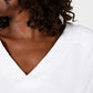 Karen Scott Women's Eyelet V Neck Cotton Top White Size Petite S/M