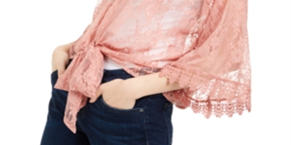 House of Polly Junior's Lace Tie Waist Blouse Mauve Size X-Large