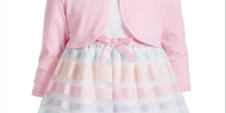 Blueberi Boulevard Toddler Girl's 2 Pc Shrug & Embroidered Rainbow Stripe Dress Pink Size 4T