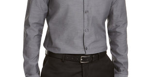 Alfani Men's Vince Collared Stretch Button-Down Shirt Gray Size XX-Large